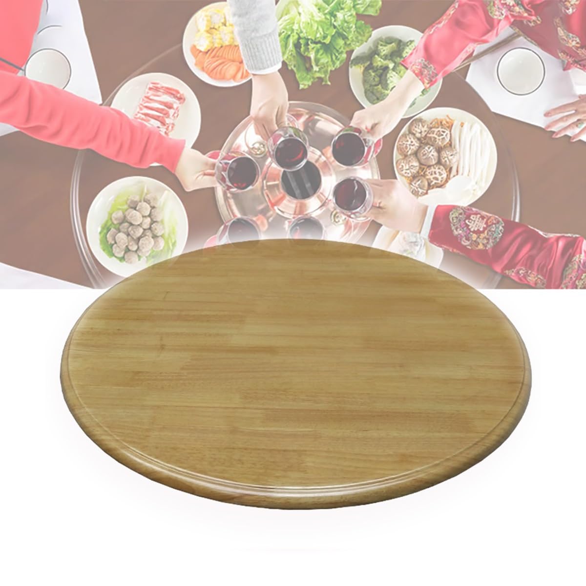 Bandeja de madera de 81 cm, redonda y giratoria, ideal para cocina, comedor, restaurante, perfecta para comidas familiares y entretenimiento