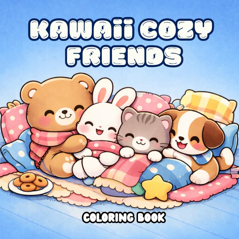 Kawaii Cozy Friends: Coloring Book For All Ages