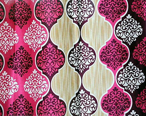 Image of Exporthub 2 Pieces Fancy Design Pink Floral Polyester Eyelet Window Curtains - Length 5 Feet, (EHSPR717 54)