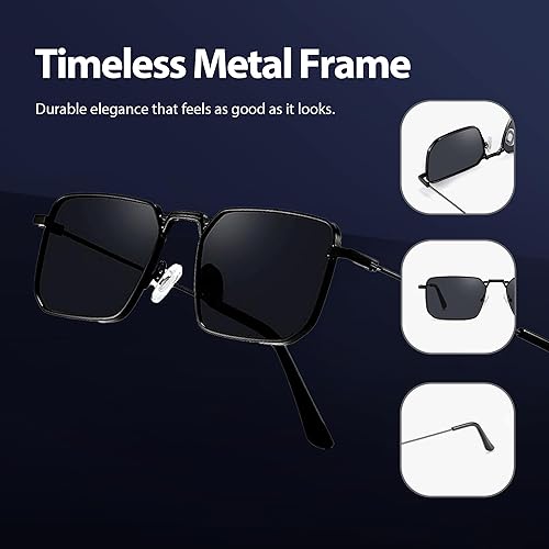 Miniatura 3 de Naomi - Gafas de sol rectangulares clásicas, retro, marco de metal, tamaño pequeño, protección UV UV400, para hombres y mujeres