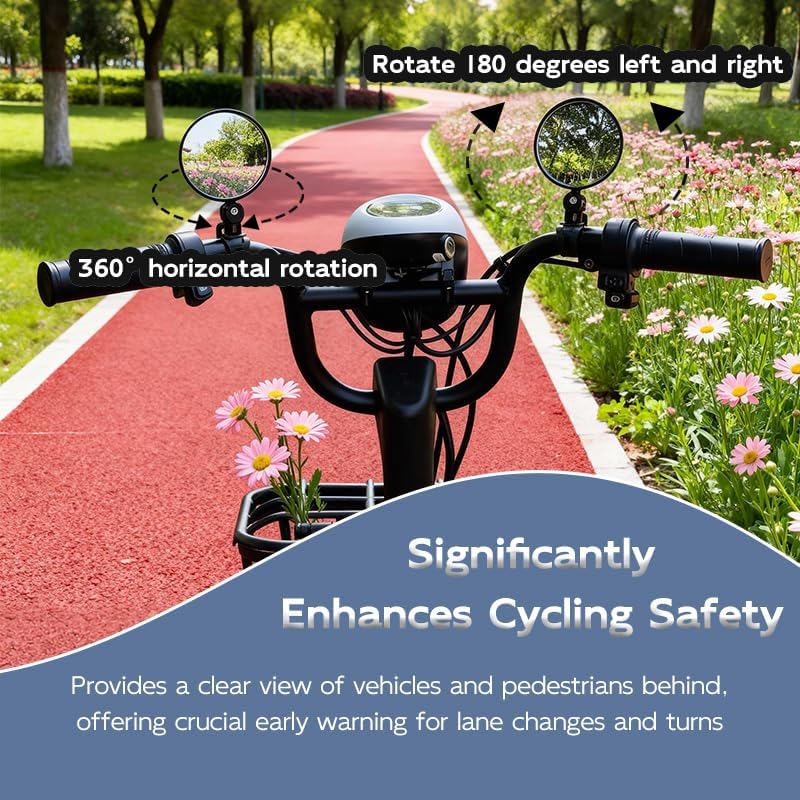 Set Di 2 Specchietti Retrovisori Per Bicicletta HD, Rotabili A 360° E Piegabili – Universali Per Manubri Da 20 A 38 Mm – Specchietti Per Mountain Bike, Biciclette Elettriche E Bici Da Strada