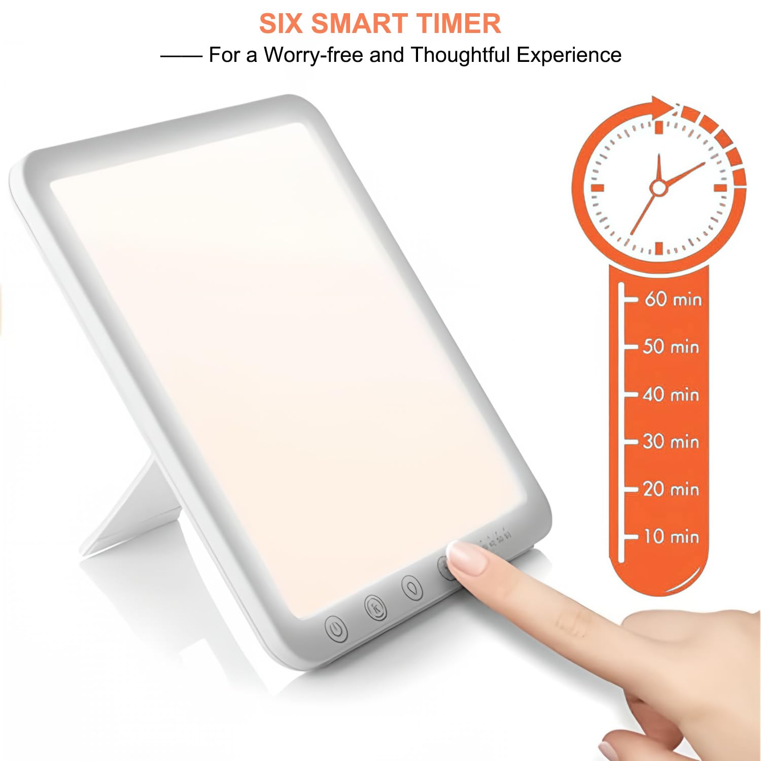 Lampada di Terapia Luminosa, Lampada per Terapia della Luce 15000 Lux, Lampada che Simula la Luce del Solare, UV-Free Lamp di Luce Diurna Portatile,180° Supporto Pieghevole, per Ufficio e Case