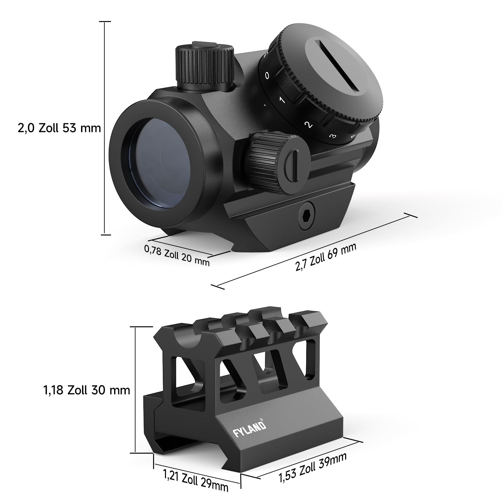Red Dot Visier-Rotpunktvisier 4 MOA Zielfernrohr mit 1 Zoll Höhenhalterung, Einstellbarer Red Dot Helligkeit und Wasserdicht