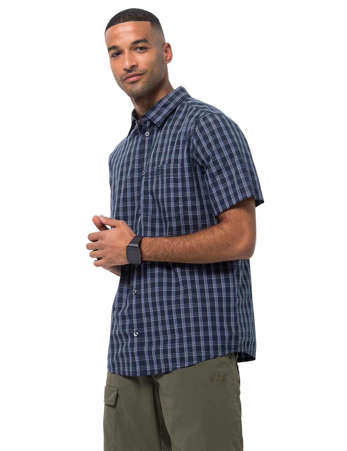 Jack Wolfskin Men Hot Springs Shirt - Night Blue Checks, Small