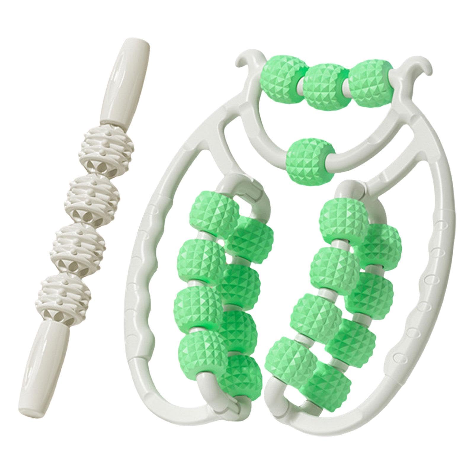 Massage Roller Relax Roller 20 Wheels, Cellulite Roller Muscle Relaxer Circular Leg Clamps Leg Massage for Tennis Elbow Legs (Green Set)