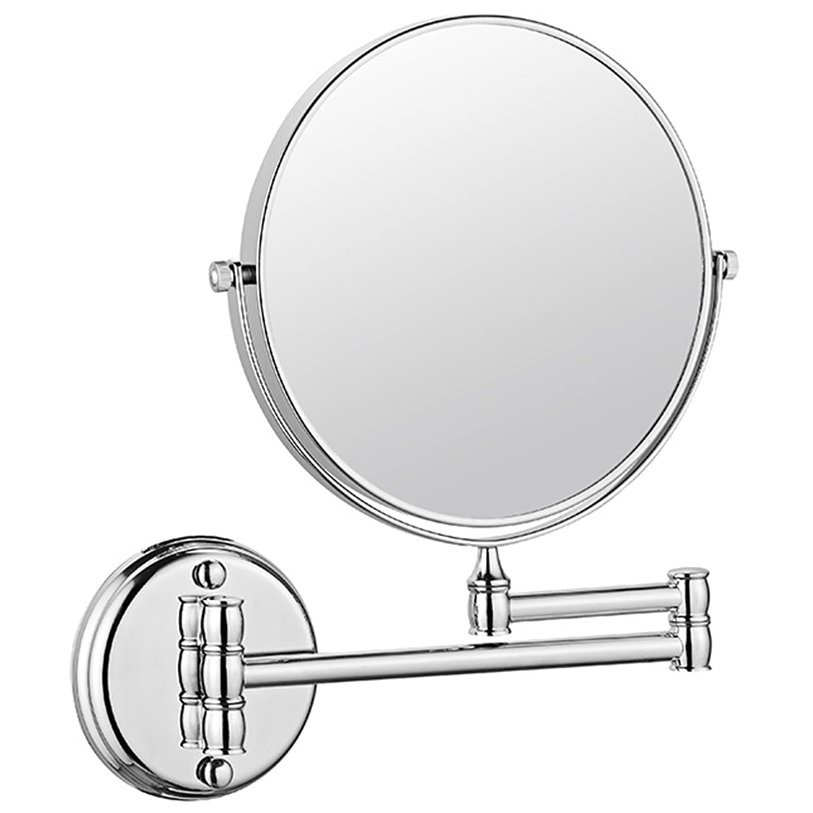 SXFSDOU Wall Mounted Makeup Mirror, 360 Swivel Double Sided Vanity Mirror with Magnification, Bathroom Extendable Round Shaving Mirror,Chrome,3X