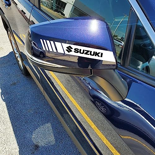 Image of Dual Color Suzuki Side Mirror Exterior Sticker for Maruti Suzuki Fronx, Grand Vitara, Swift, Baleno, Ciaz, Swift Dzire, Baleno (White & Black)