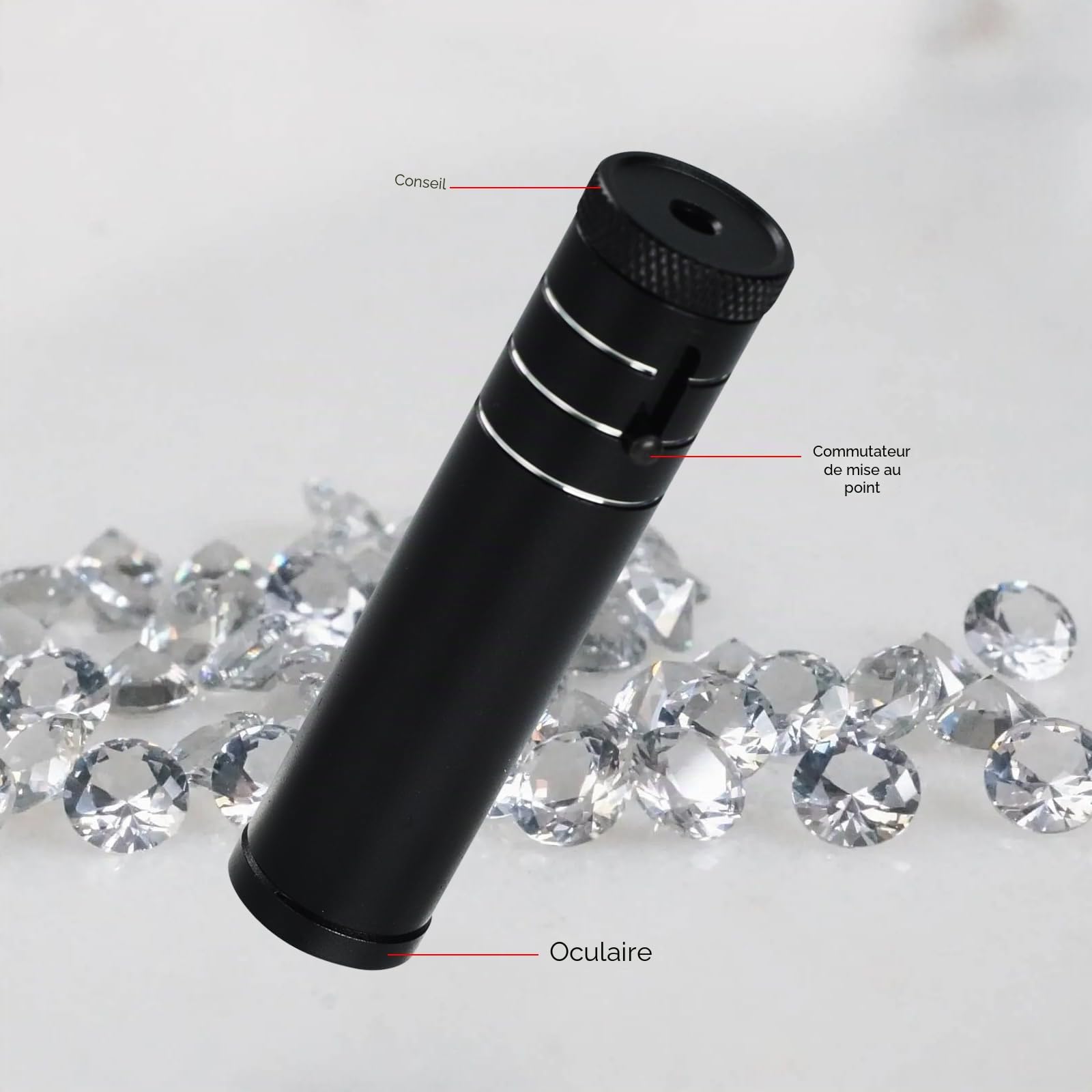 Spectroscope à prisme pour identification des pierres précieuses – Mise au point réglable, verre optique, corps en aluminium, portée de 400 à 700 nm pour gemmologues, bijoutiers