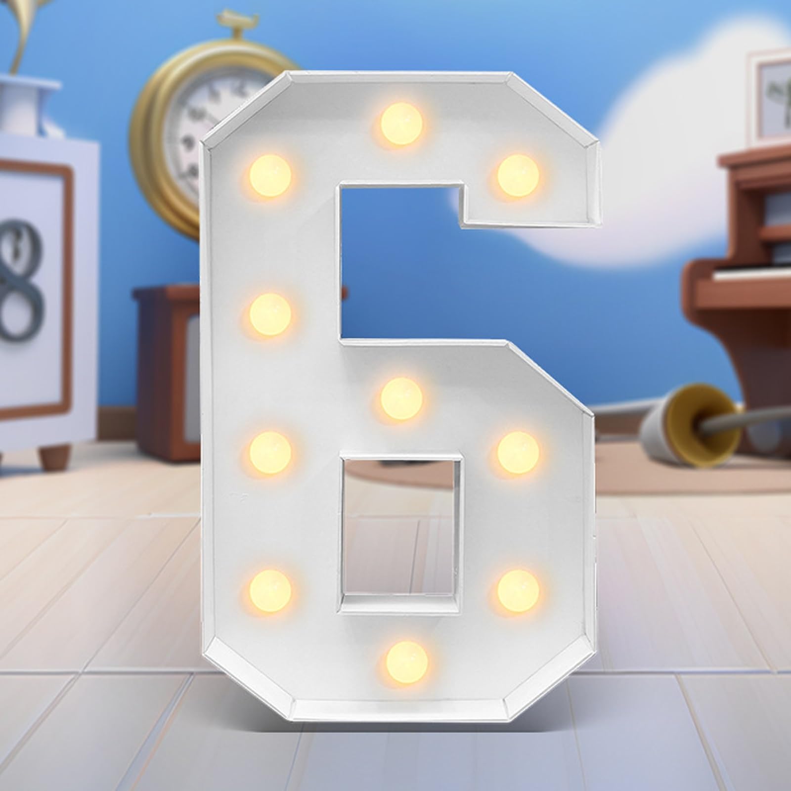 4FT LED Number Lights for Party Wedding Decor Light Up Marquee Numbers Night Light Decoration Sign for Home Anniversary Birthday Party Decor, Battery Operated (Color : Number 6)