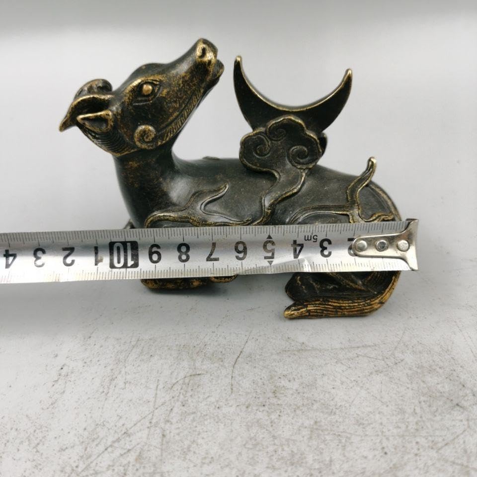 銅製 泥金 犀牛 置物 賞物 極細工 美術品 極美品 24cm x 高11cm Amazon.co.jp: 銅細工 犀牛望月 置物 茶寵 装飾品 工芸品 美術品