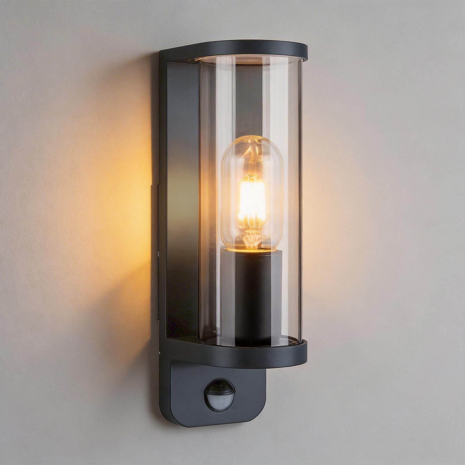 Dandray Aluminum Motion Sensor Wall Light E27Socket, Outdoor Wall Sconce Dusk to Dawn for Patio,Garden,Porch,Garage,Porch,Front Door,Anthracite