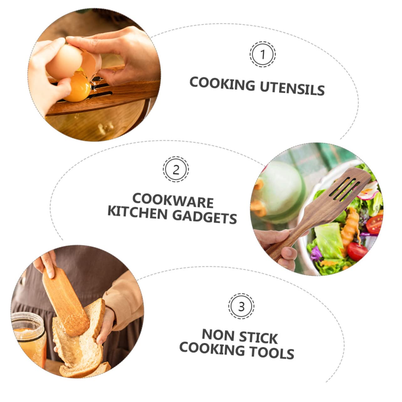 Amosfun 3 Set 2 Pezzi pala di legno kitchen attrezzi x tool tools environ termo spatola per burro spatole flipper tornitore per cucinare Stoviglie in legno utensili da cucina antiaderenti