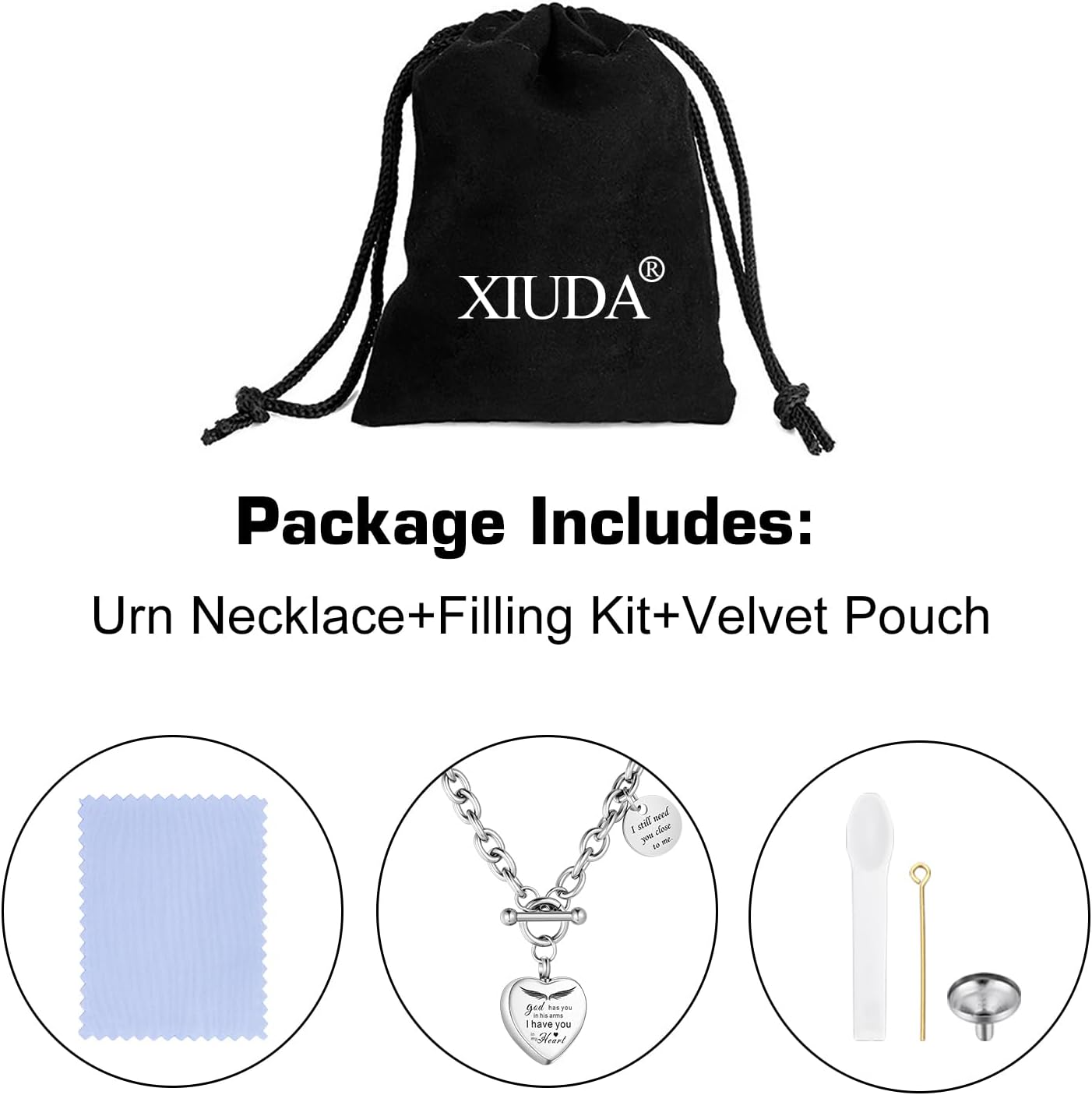 XIUDA Heart Cremation Urn Necklaces for Ashes Locket Cremation Jewelry for Human Ashes Stainless Steel Memorial Keepsake Pendant for Women - Image 7