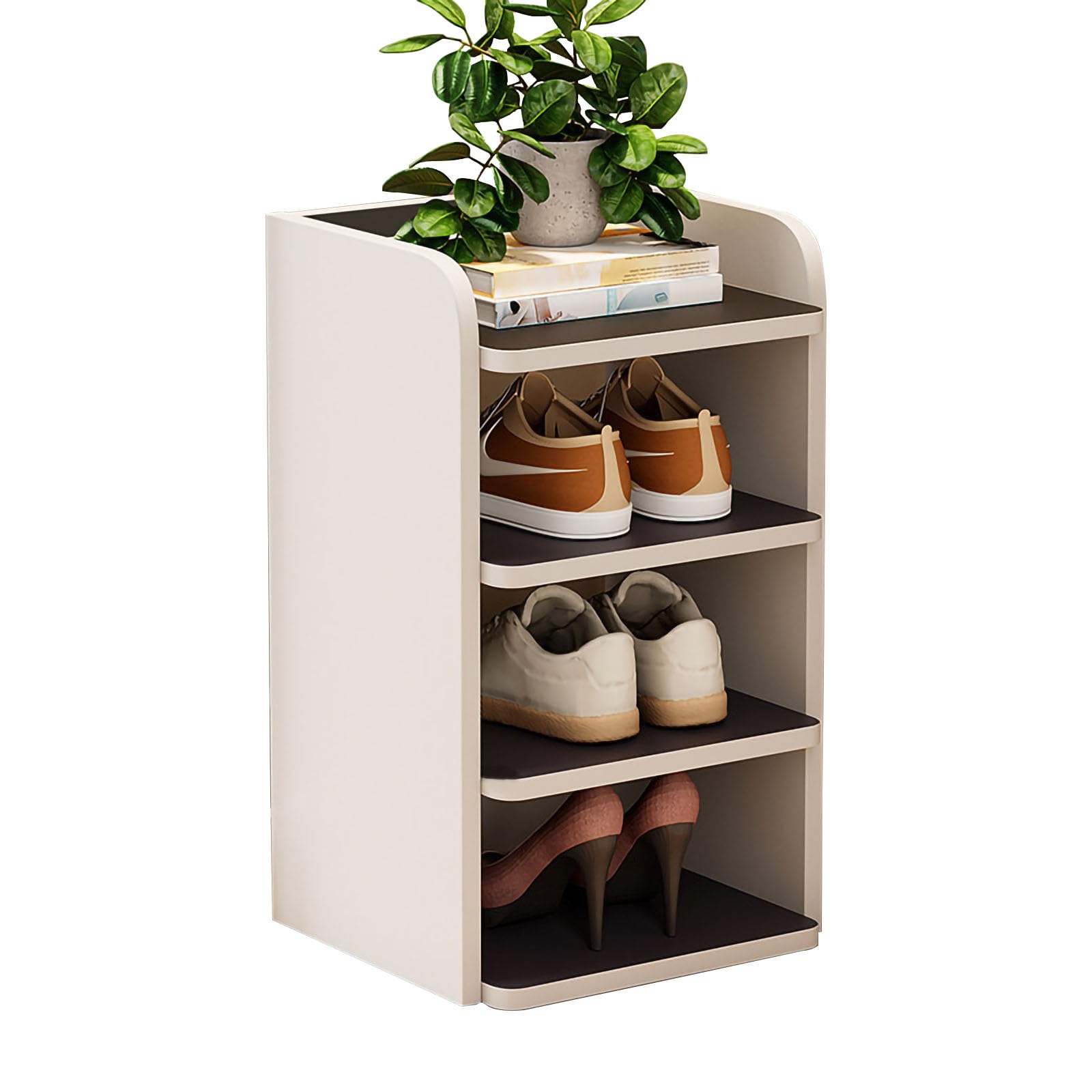 Étagère à chaussures étroite verticale grande capacité blanc bois de santal