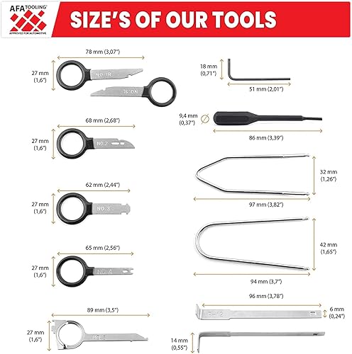 Miniatura 5 de AFA Tooling - Kit de herramientas de extracción de radio profesional de 20 piezas con 4 herramientas de extracción de paneles y removedor de