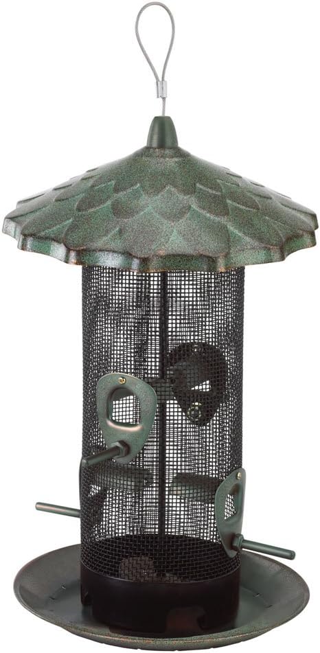 50174 Capacity, Rustic Stokes Select Acorn Feeder, 4 Feeding Ports, 2.6 Pounds Bird Seed, Patina Green