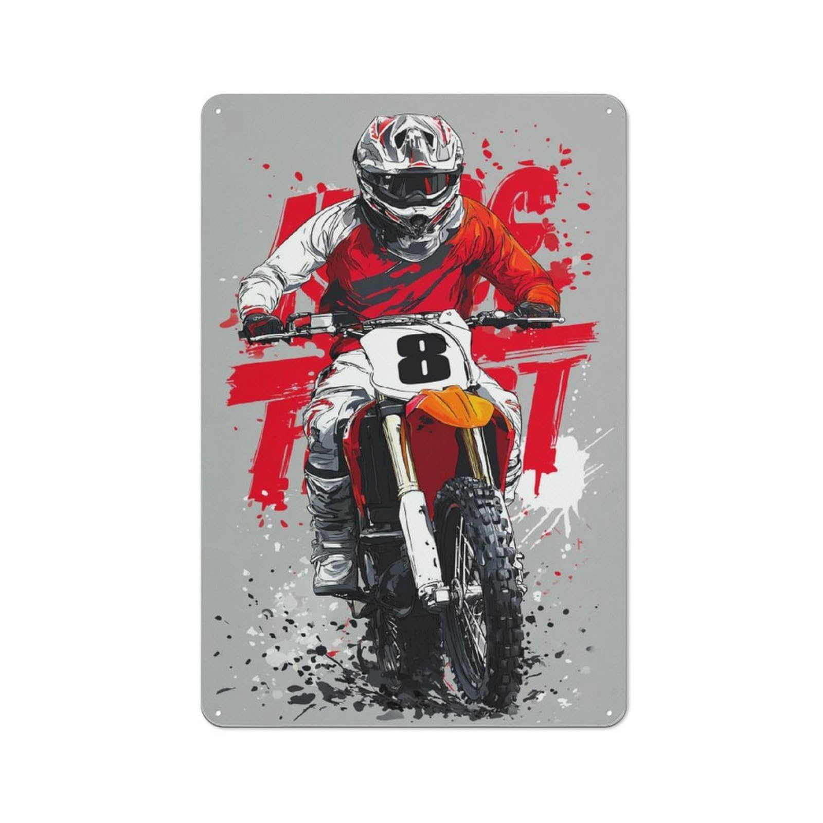 Junmoney Racing Spirit Metal Plaque 30X20cm With For Hallway Wall, Retro Decor, For Wall Display Collectors