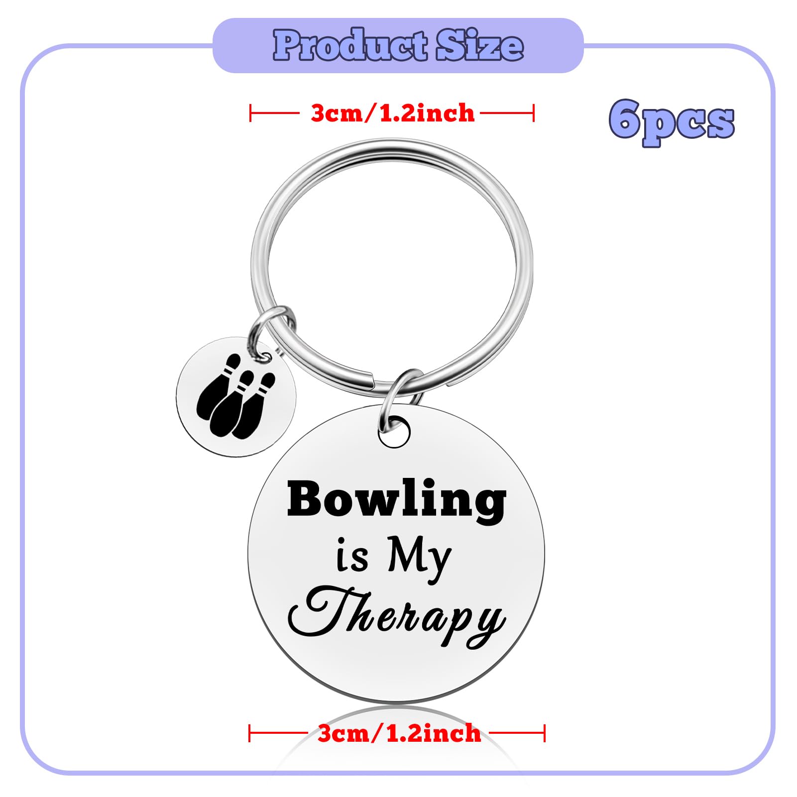 Vadaka 6 Pcs Bowling Gifts Keychain Bowlings Lover Gifts Bowling Themed Gift for Women Men Team Gift Birthday Present for Coach Women Girls Friend Bowlings Accessories Keychain