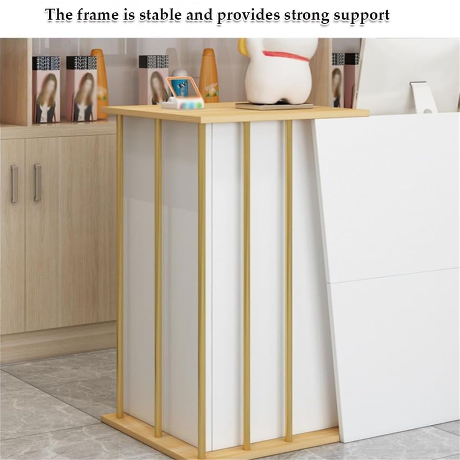 JingNian Bancone Cassa per Negozio, Banco Reception con Cassetti e Serratura, Scrivania Reception Moderna per Hotel, Abbigliamento, Sala d’Attesa e Ufficio(Warm White,100cm)