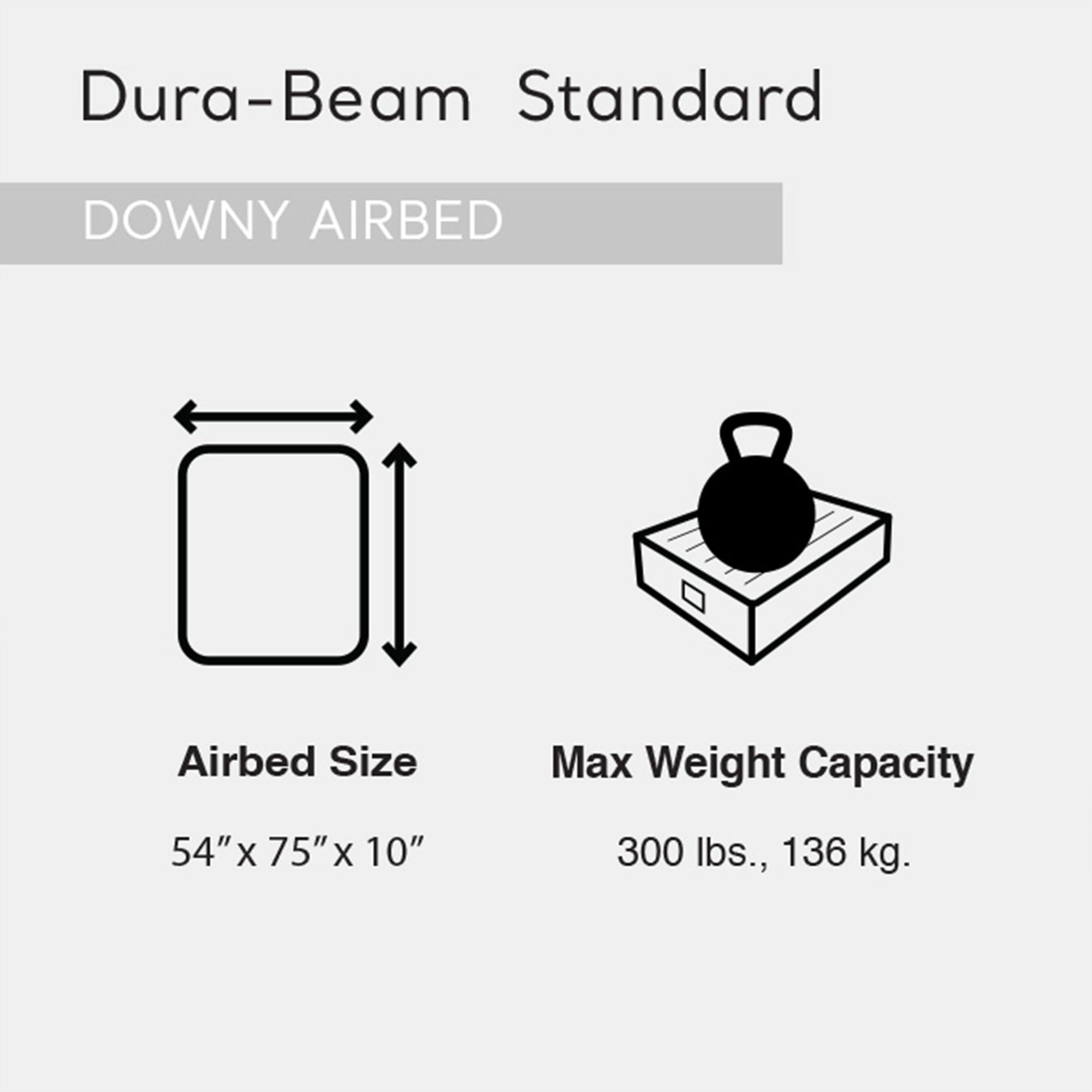 Intex 64762E Dura-Beam Standard Downy Air Mattress: Fiber-Tech – Full Size – Built-in Foot Pump – 10in Bed Height – 600lb Weight Capacity