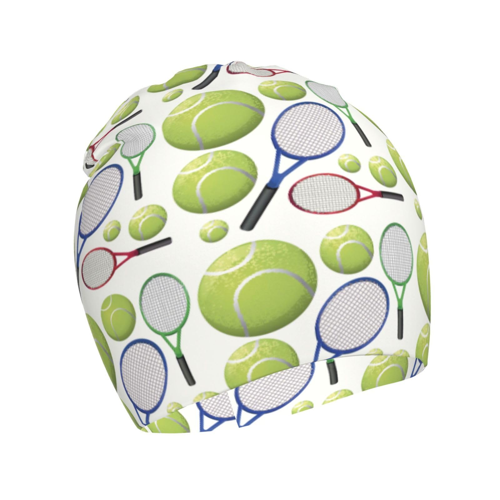 Tennis Rackets and Balls Kids Beanie Hats Warm Knit Beanie Cap Skull Caps Gifts Decor for Boys Girls White