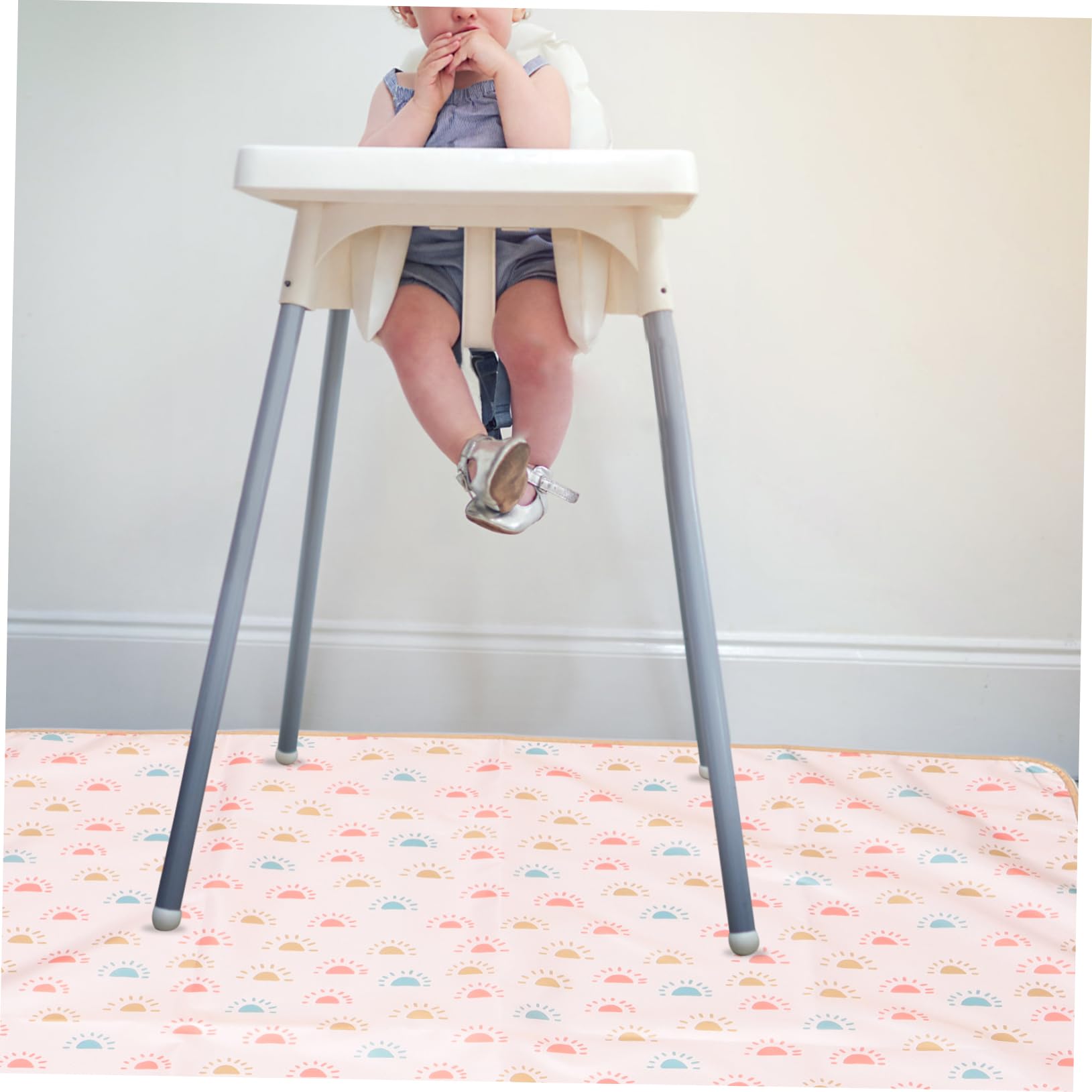 Tapis de Chaise Haute Antidérapant pour Bébé, Pliable, Polyester