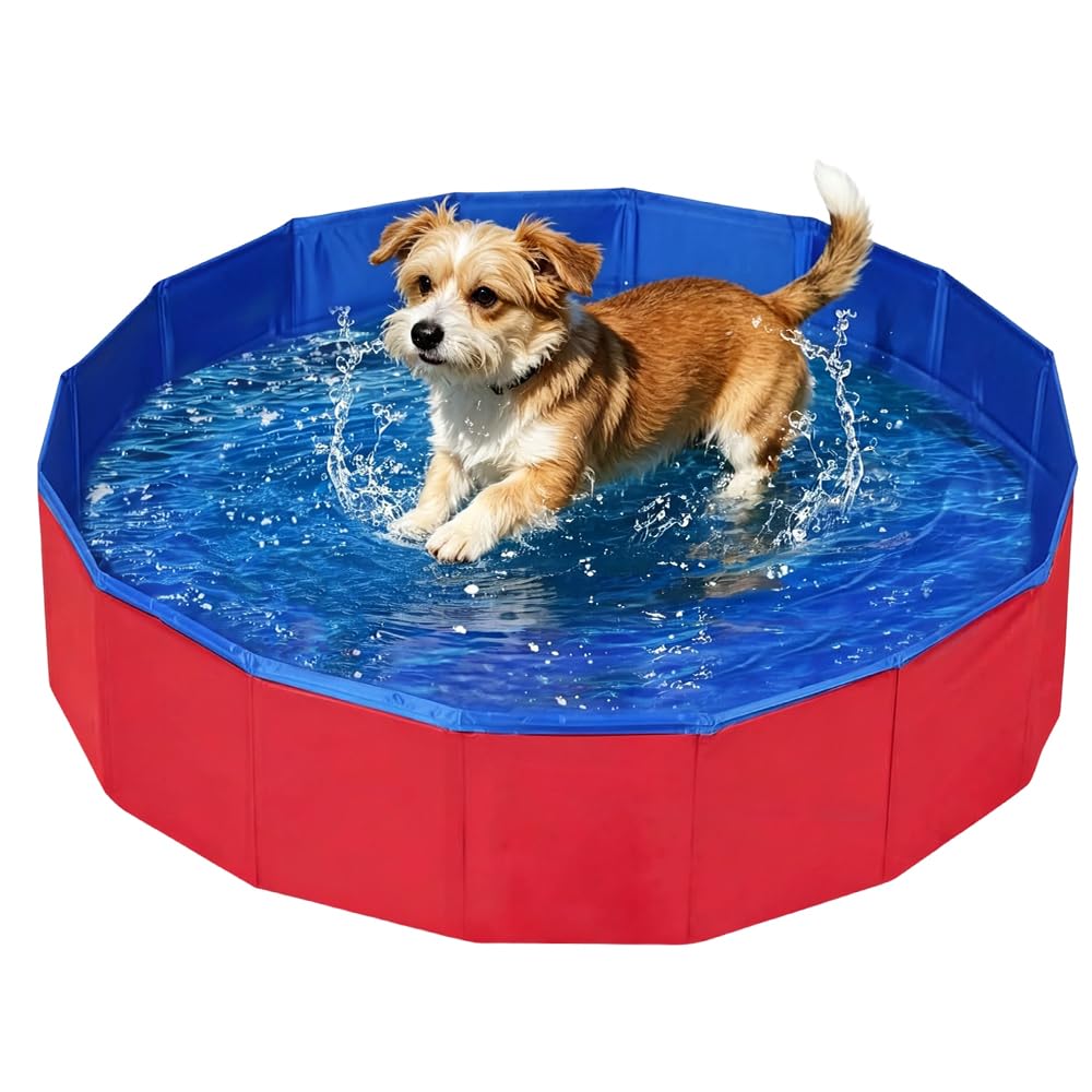 Piscina per cani, 80 x 30 cm, pieghevole, con valvola di scarico, antiscivolo, per cani di piccola taglia, gatti