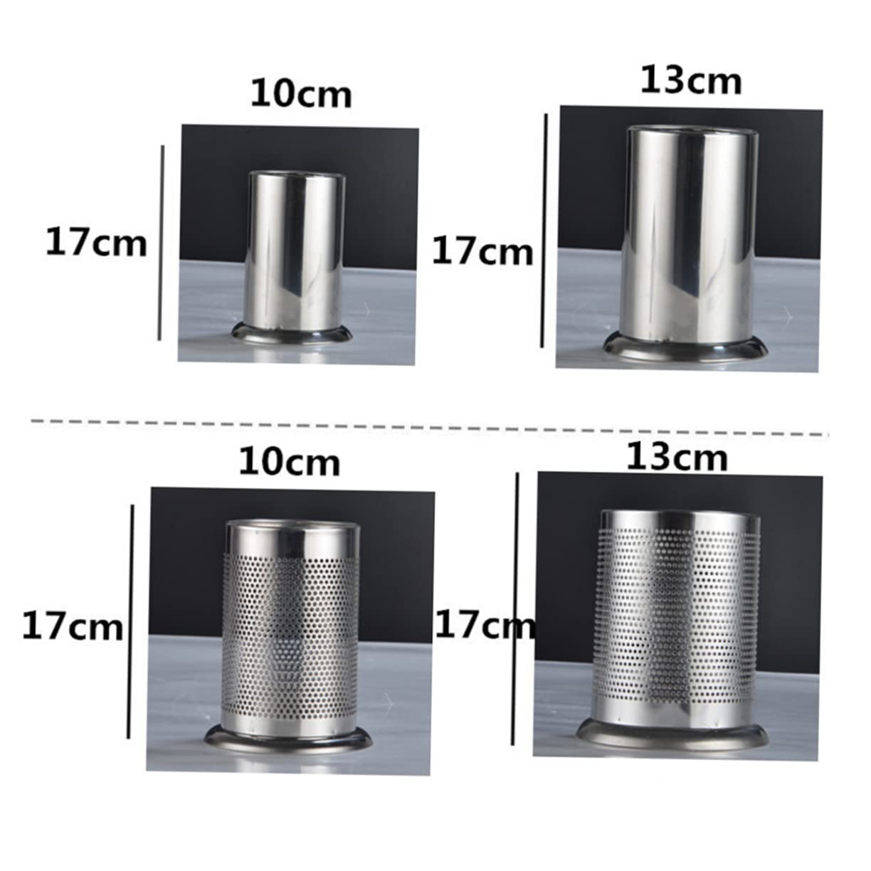 OUNONA Thickened Stainless Steel Utensil Organizer with Drain Holder for Countertop Storage and Easy to Clean Kitchen Utensil Holder