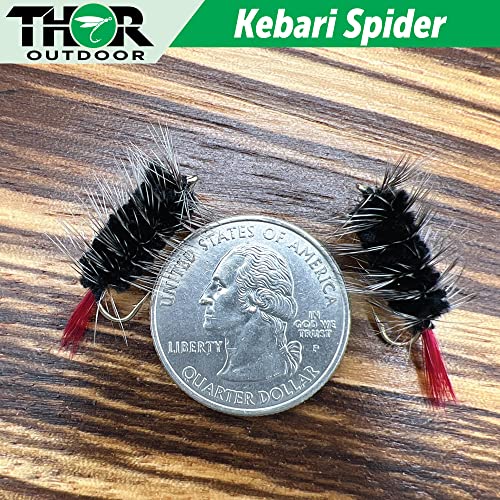Thor Outdoor Woolly Worm 6 Pc Set – Black And Red - Wet Fly Fishing Flies For Trout And Panfish - Hook Size #12 #TOP5