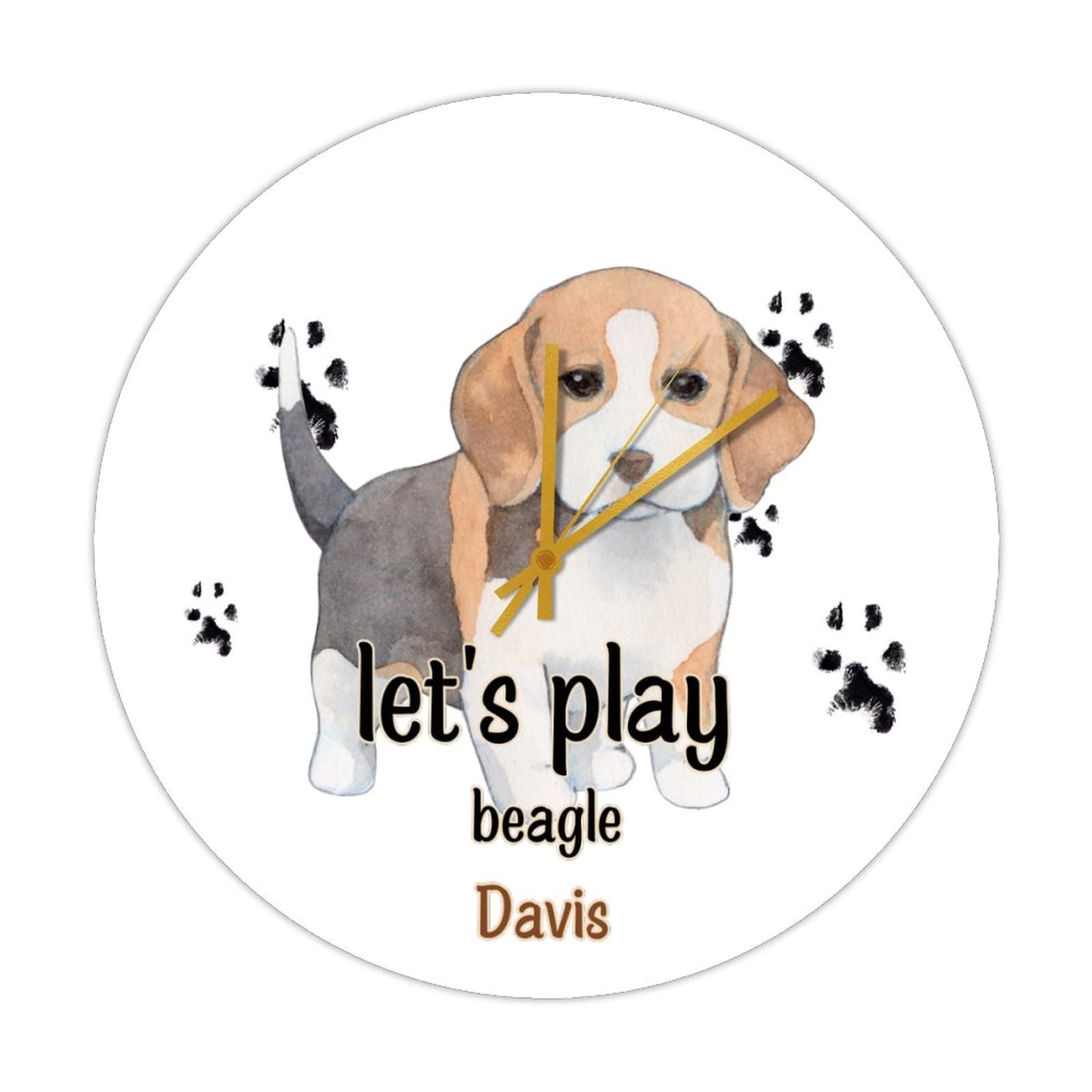 Horloge en bois Let's Play Beagle ronde de 38cm pour décoration vintage