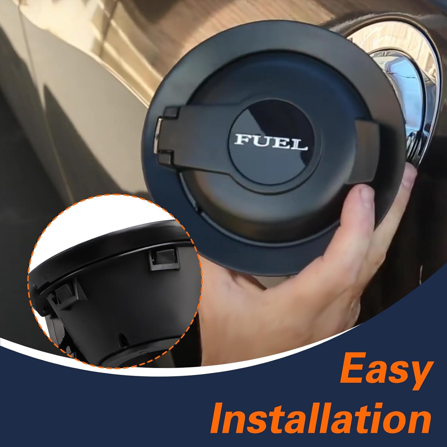 FUSCH Fuel Filler Door Cap Gas Cover Cap Vapor Edition Matte Black Compatible with Dodge Challenger 2008-2023 Replace# 68250120AA