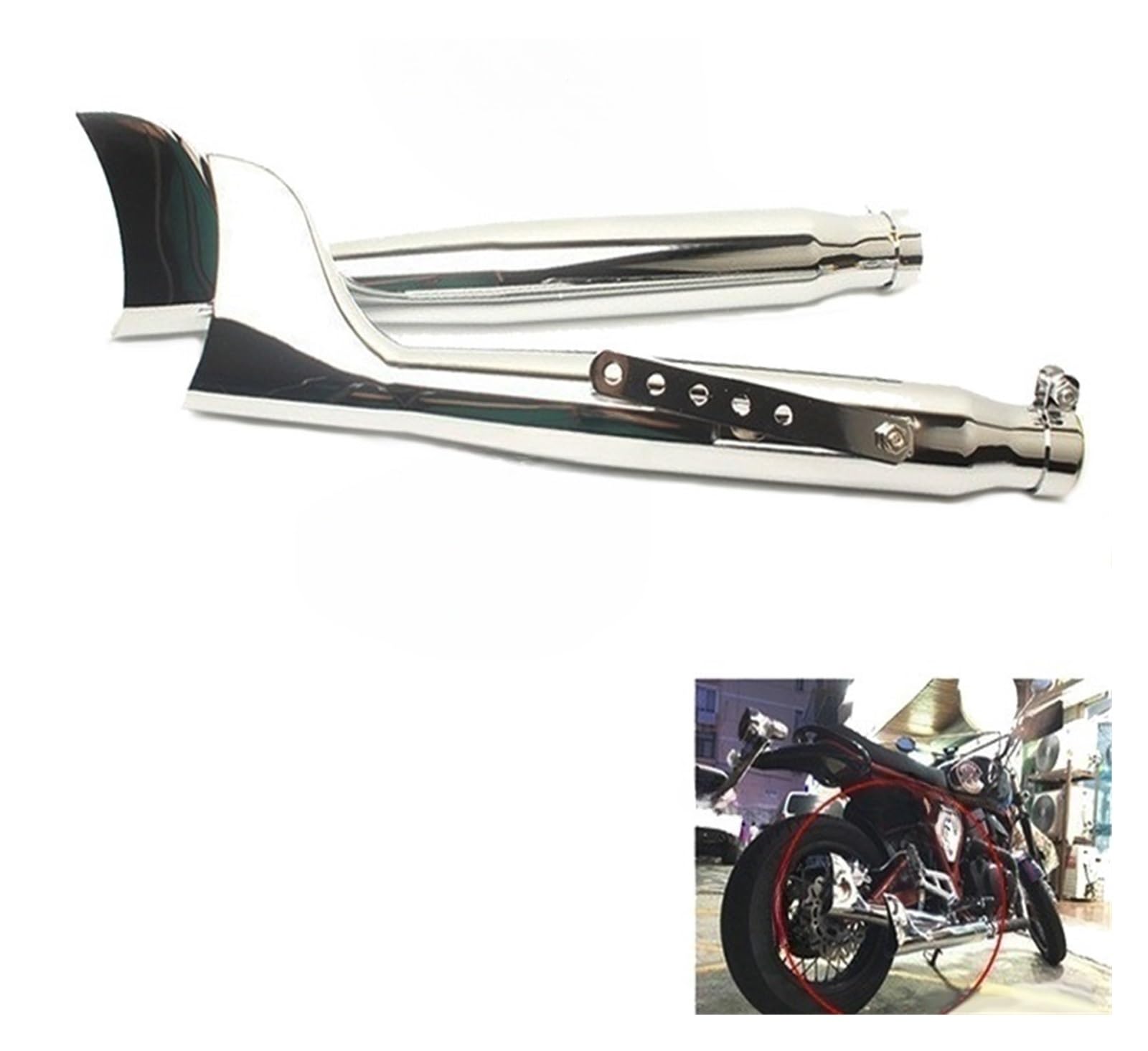 Motorrad Auspuffschalldämpferrohr Universeller Fishtail-Auspuff Für Motorräder, Links/rechts, Passend Für Bobber, Für Chopper Und Café Ersatzteile