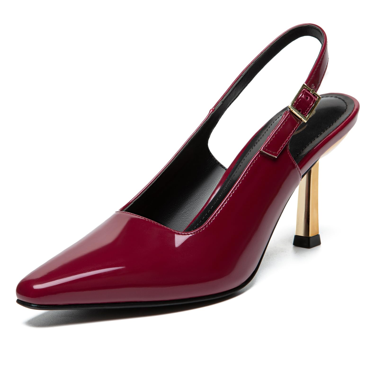Athlefit Women's High Heels Closed Square Toe Pumps Shoes