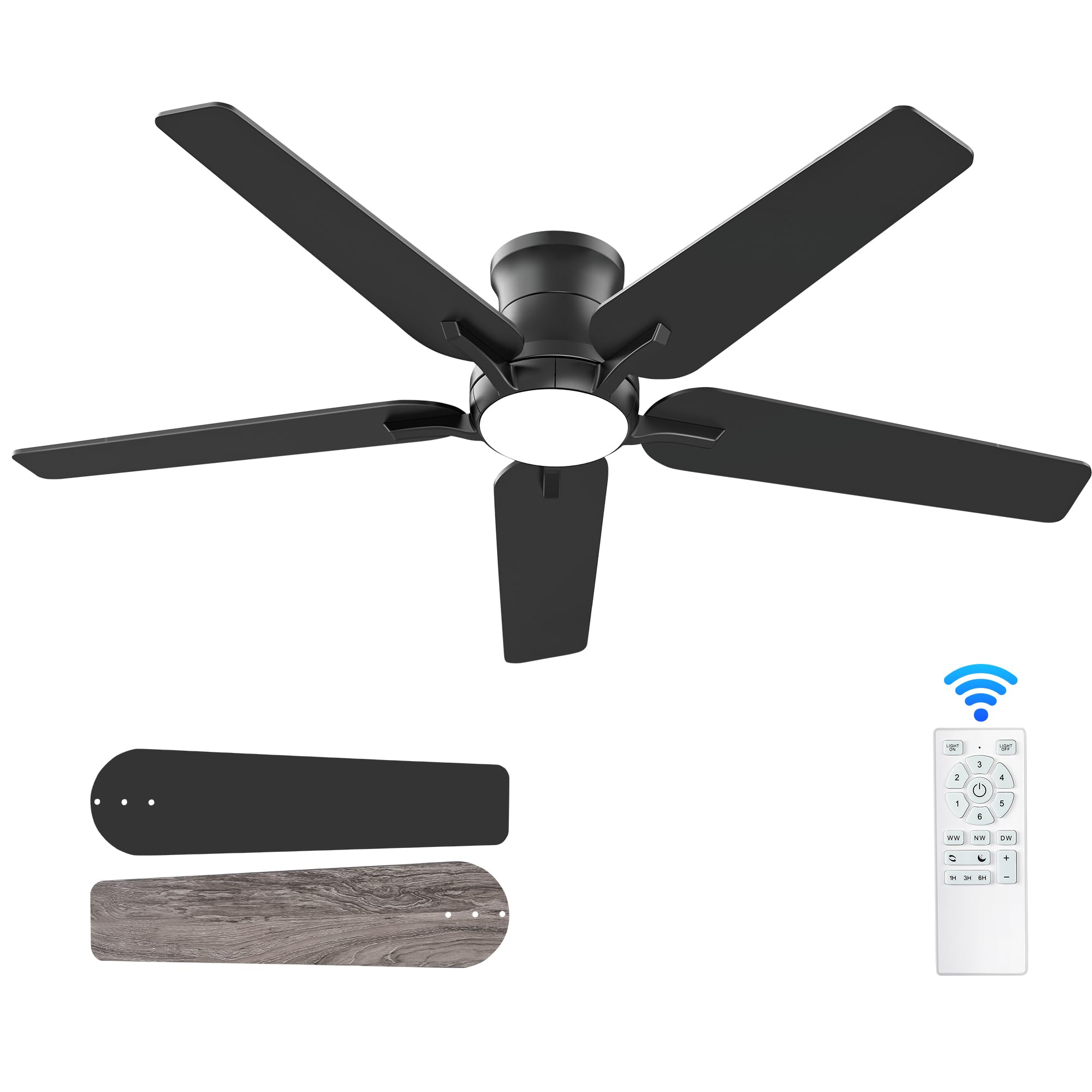 ❤️fanbim❤️ Amazon.com: POCHFAN 52 Inch Black Ceiling Fans with Lights
