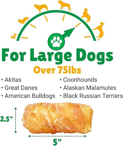 Miniatura 4 de Lucky Premium Treats Golosinas de cuero crudo envueltas en pollo, golosinas naturales de carne de res y pollo para perros, golosinas grandes de