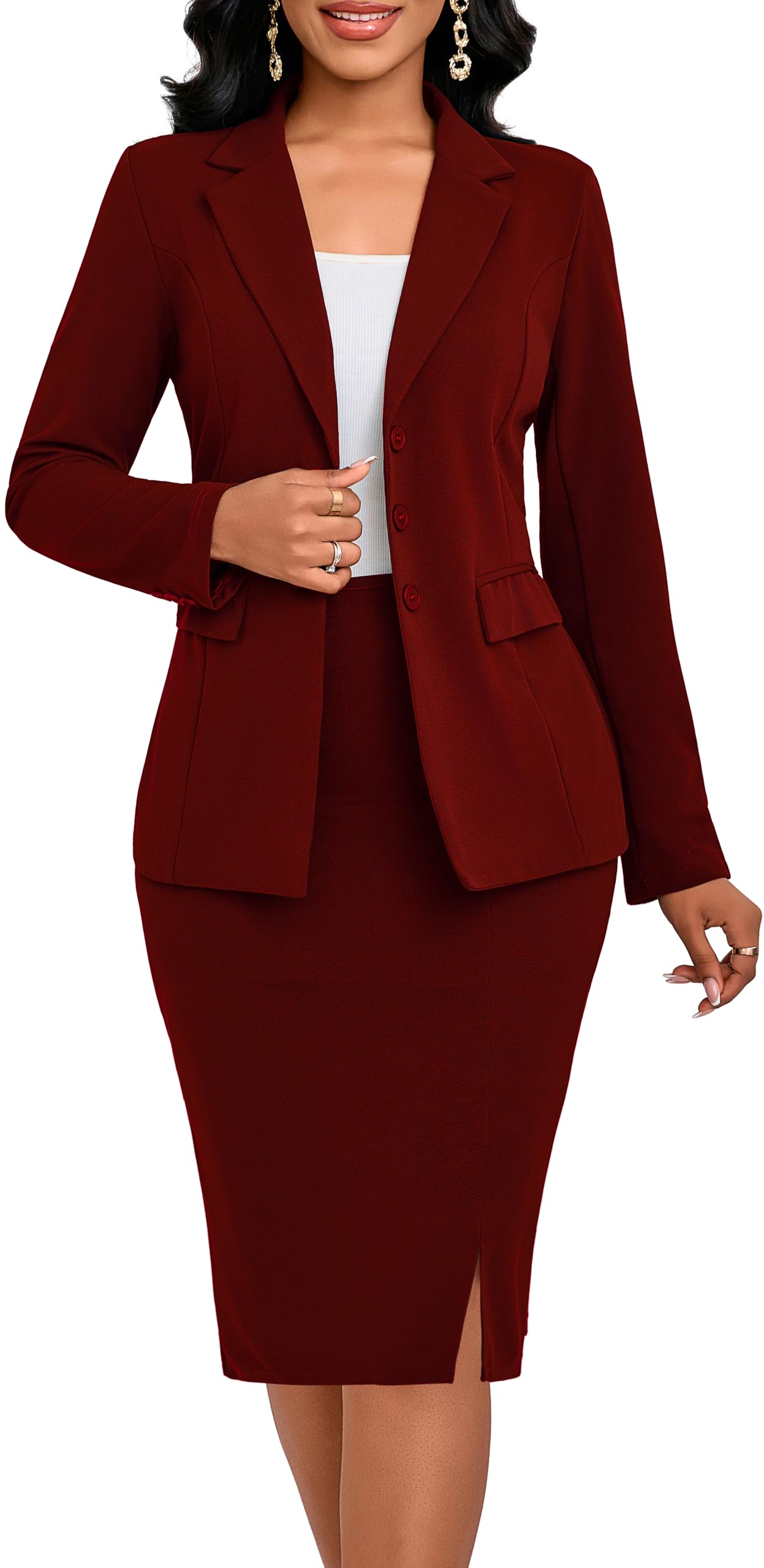 Two Piece Business Suit for Women Elegant Blazer Jacket and Skirt Sets Work Formal Office Clothing Sets