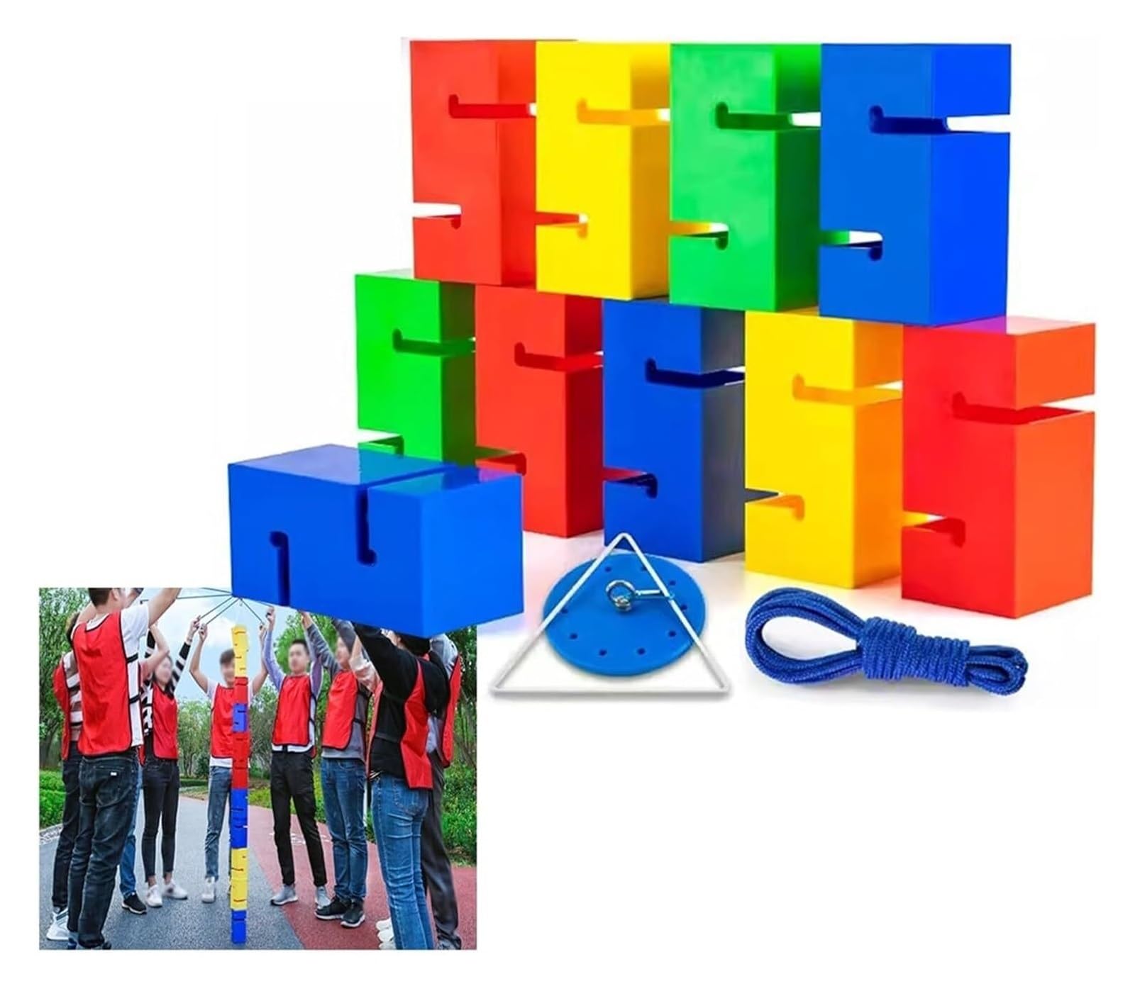 Zestaw klocków do budowania w zespole, Gra Team Building Block Tower 8/10 szt. dla dorosłych w biurach pracy(10PCS)