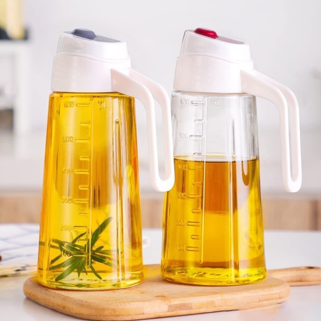 Pentola per Olio in Vetro a Prova di perdite Apertura e Chiusura Automatiche Salsa di soia per Uso Domestico Bottiglia di condimento per aceto Olio Forniture per la Cucina (Color : Red) (Rood)