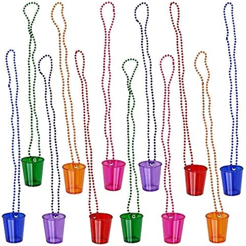 Iconikal Shot Glass on Beaded Necklace, Assorted, 12-Pack Cover
