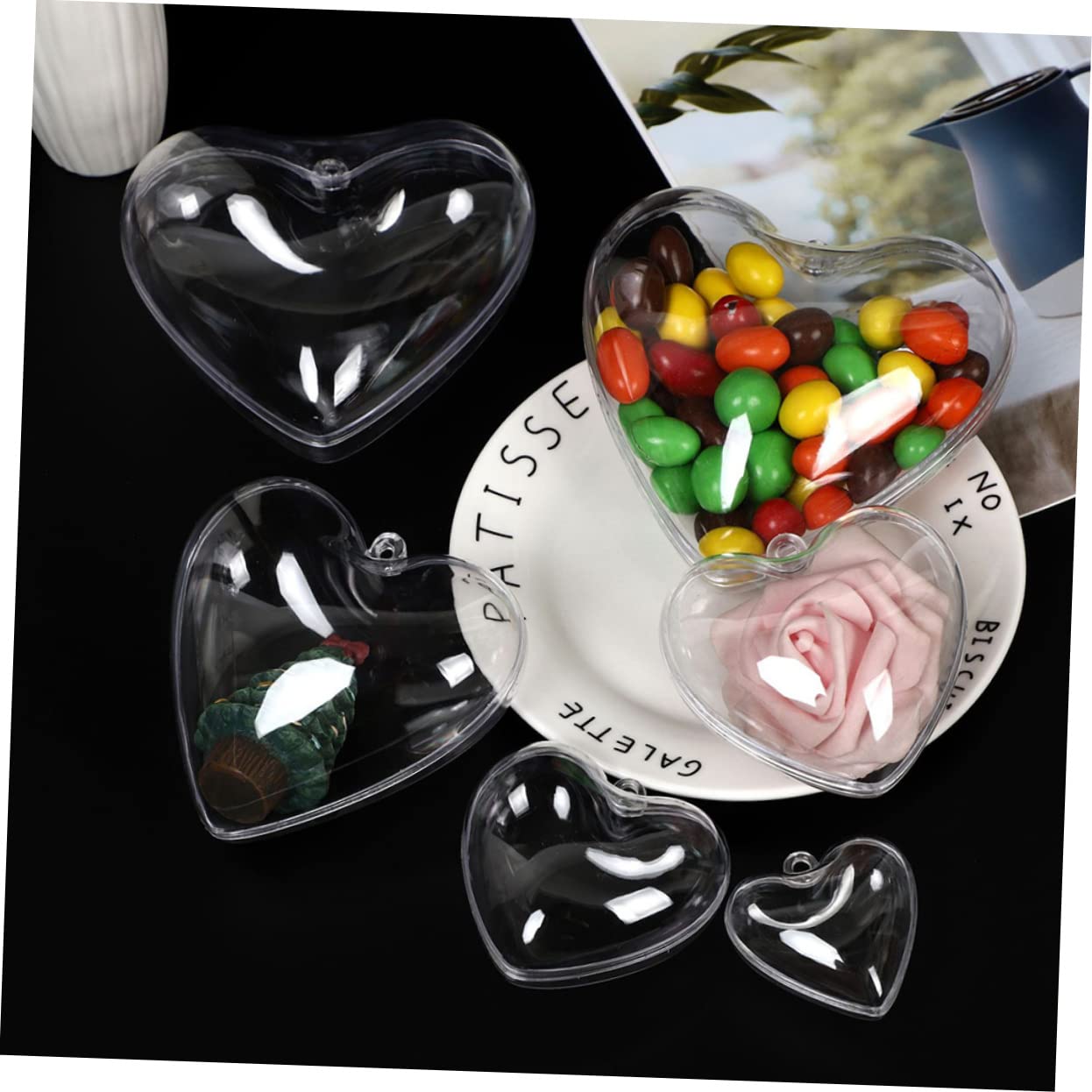 PRETYZOOM 48 Piezas Caja de Amor Transparente Decorar Bola Hueca Claro Adornos de Navidad Bolas Transparentes rellenables Cajas de plástico Transparente Cajas de Transparentes