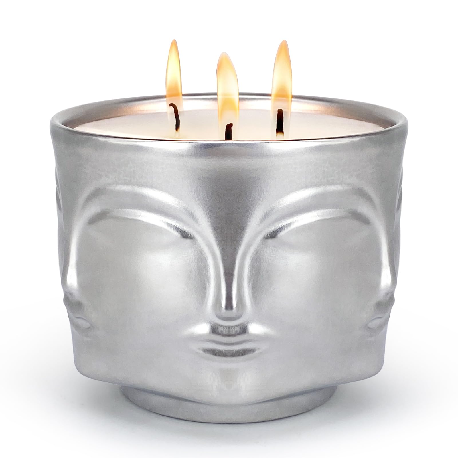 WeimingteStrong Sundia Black Berry 3 Wick Silver Large Candle, 20oz, Ceramic, Outdoor Scented Candles, 100% Soy, for Home Scented, Yoga, Meditation, Patio, Table Decor, Beautiful Candle Jars