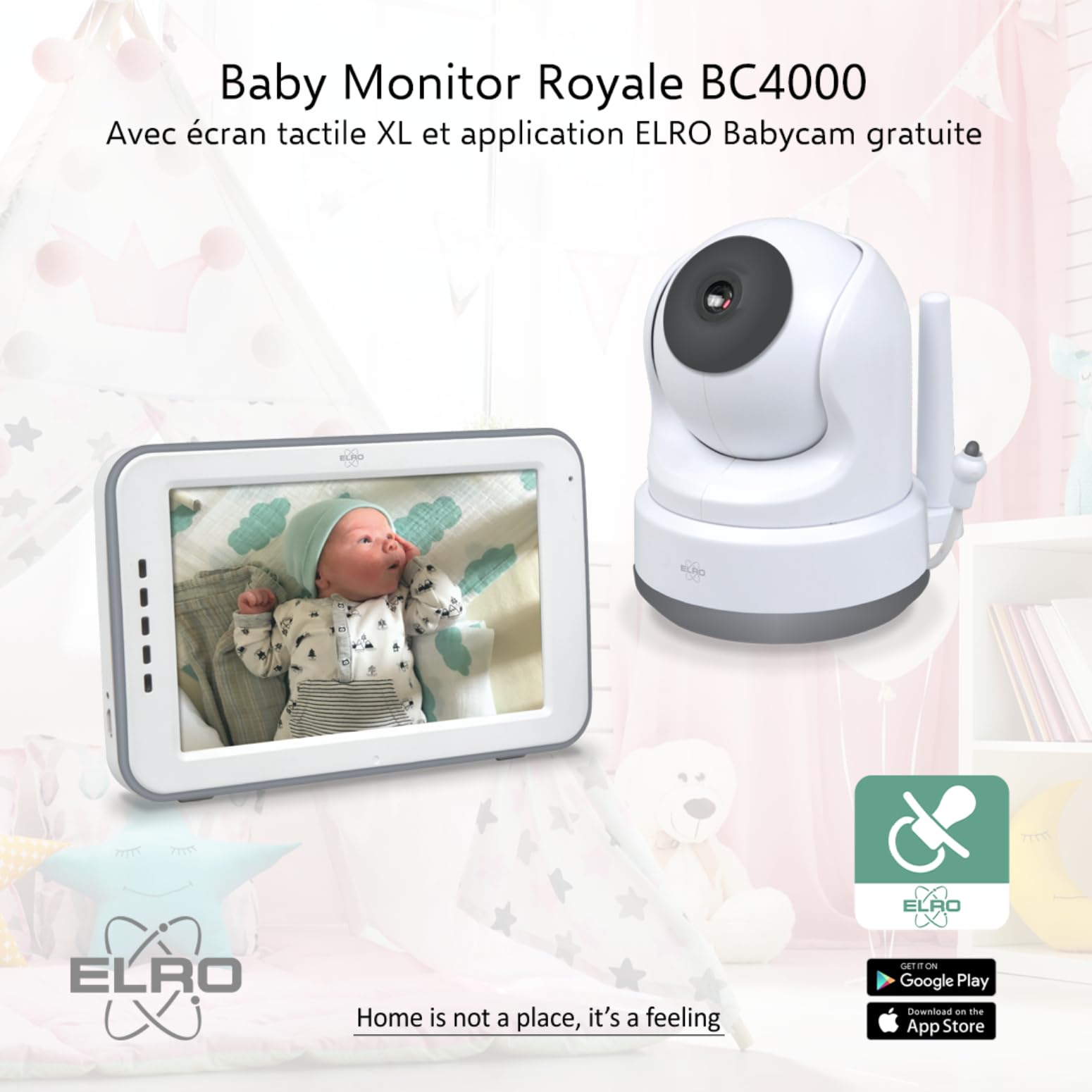 ELRO BC4000 Baby Monitor Royale Full HD Babyphone avec écran tactile 12,7 cm et application