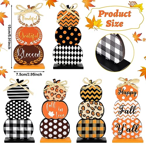 Barydat-6-Pcs-Thanksgiving-Table-Decor-Sign-Stacked-Pumpkins-Wooden-Pumpkins-Stacked-Thanksgiving-Tiered-Tray-Decor-Fall-Decorations-for-Home-Farmhouse-Harvest-Mantel-Party Barydat 6 Pcs Thanksgiving Table Decor Sign Stacked Pumpkins Wooden Pumpkins Stacked Thanksgiving Tiered Tray Decor Fall Decorations for Home Farmhouse Harvest Mantel Party