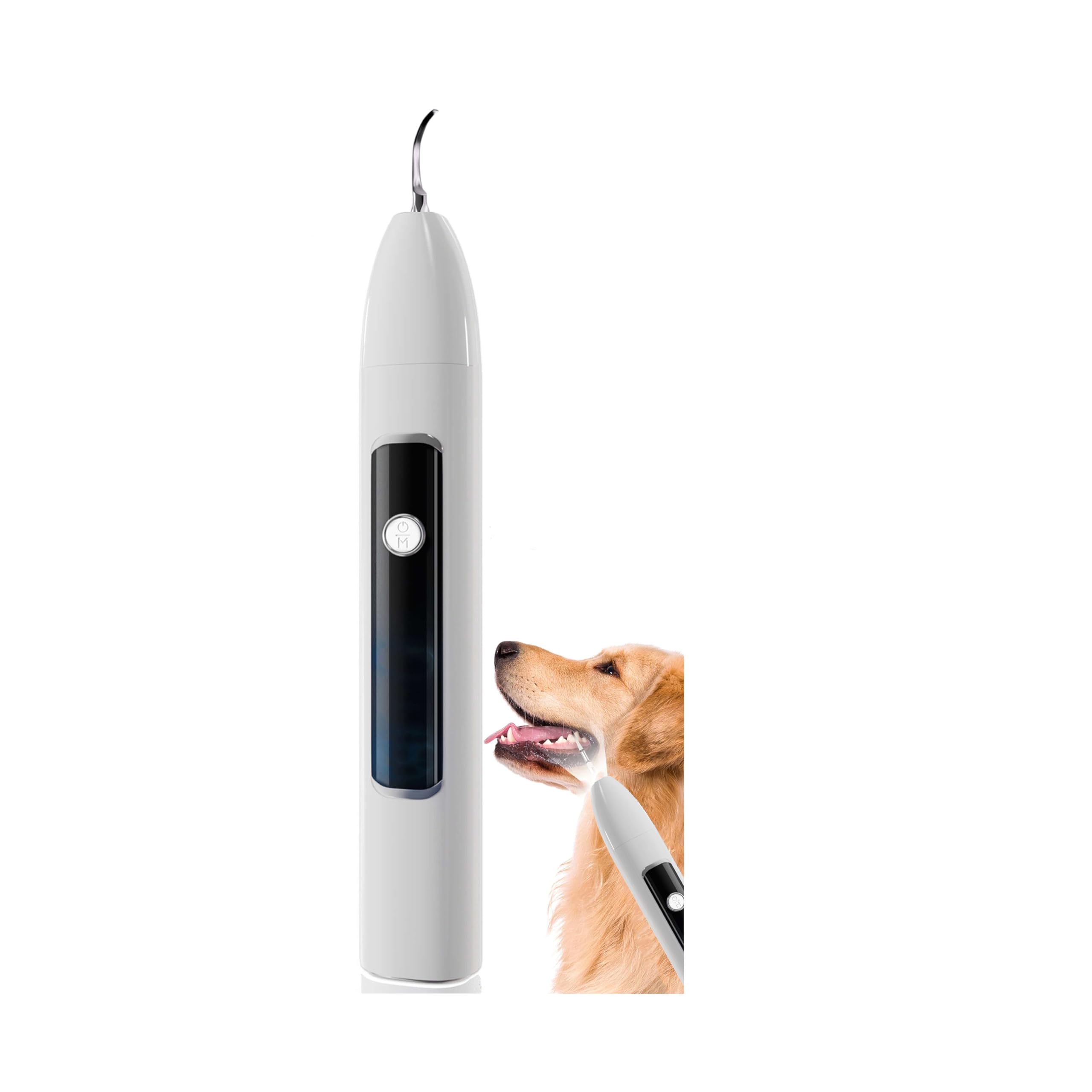 SIRGAWAIN Pet Ultrasonic Dental Cleaner — Plaque, Tartar &amp; Stains Remover, 4 Tips, 3 Modes, LED, Contact-Activated &amp; Smart Touch Protection, Complete Cleaning Kit for Dogs &amp; Cats (White)
