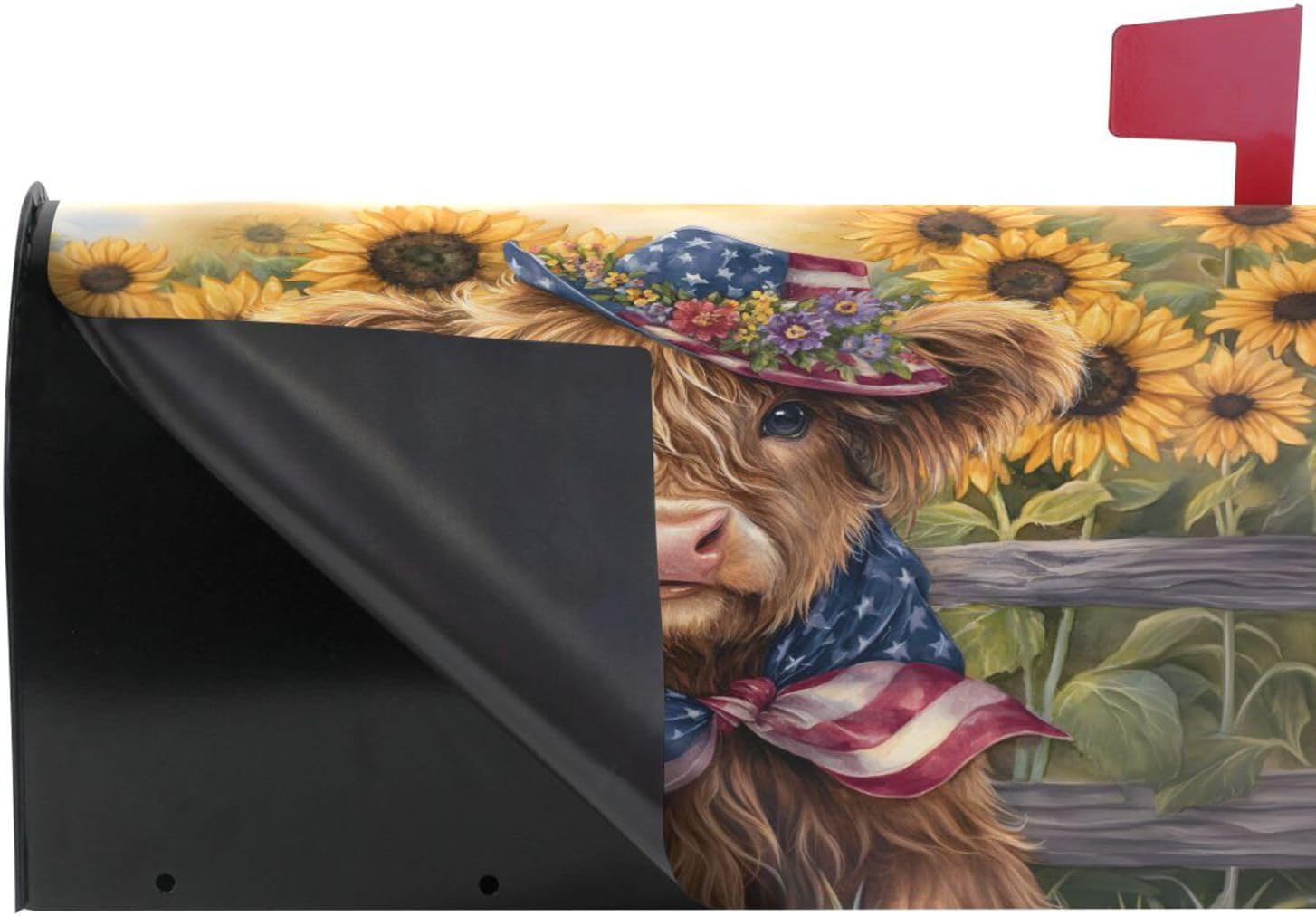 ALAZA Highland Cow Cattle Sunflowers Magnetic Mailbox Cover MailWraps Garden Yard Home Decor for Outside Standard Size-18"x 20.8"