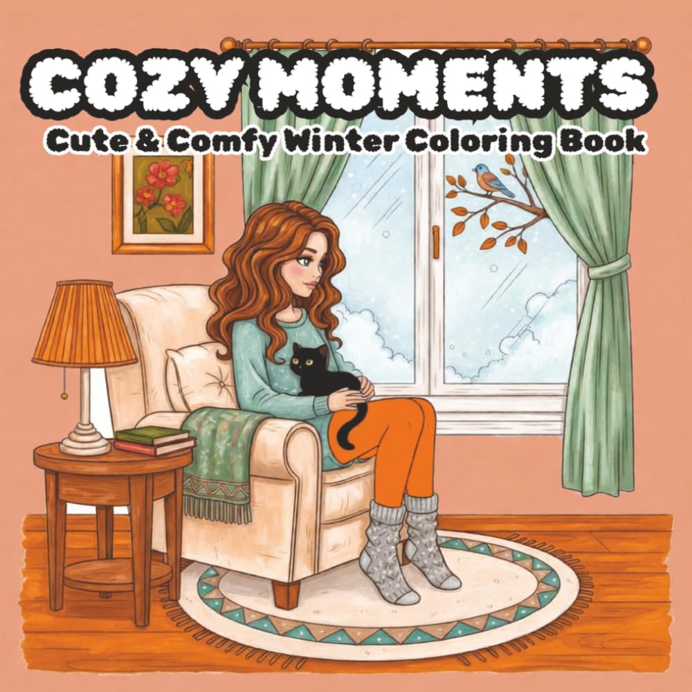 COZY MOMENTS: Cute & Comfy Winter Coloring Book: for Adults and Teens | Stress Relief, and Hygge Scenes for Relaxation