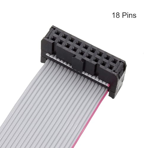 Miniatura 2 de uxcell Tipo A del conector plano del cable de cinta del alambre de IDC 18 pernos 8.3 ft m longitud gris 3.3 ft de la echada 3.3 ft