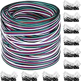 32.8 Feet RGBW Wire Extension Cable with 10 Pieces Tunable LED Strip Connector 5Pin 10 mm/ 0.4 Inch,...