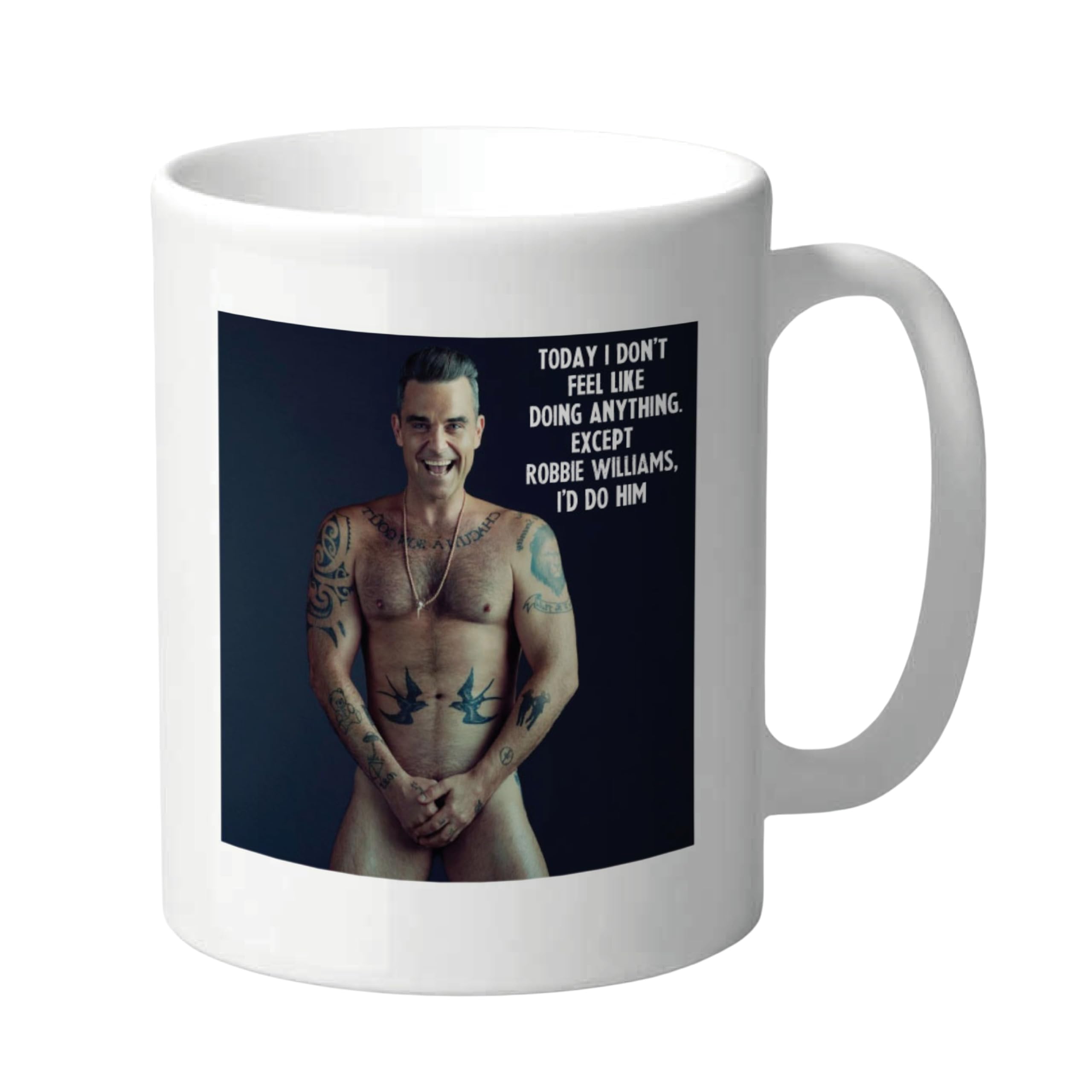 Cheeky Chops White Funny Robbie Williams Mug With Cheeky Quote For Fans, 11Oz Ceramic