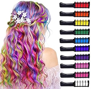 Deluxe Hair Chalk Set For Girls, 10 Washable Colour Brush, Available For Party Hair Dressing, Birthday Gift For Kids
